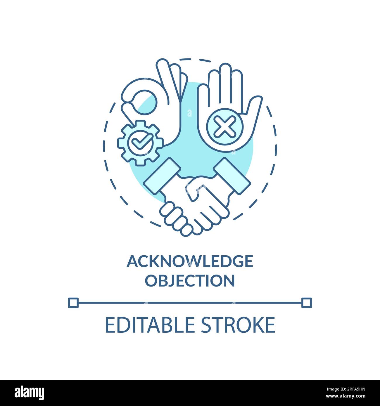 Acknowledge objection soft blue concept icon Stock Vector Image & Art