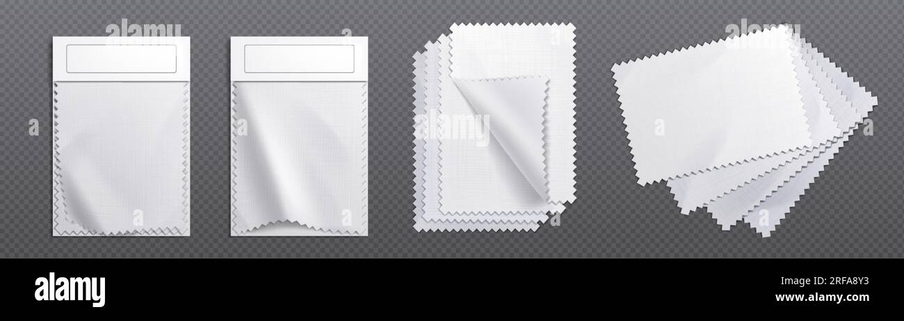 Realistic set of blank fabric swatches isolated on transparent ...