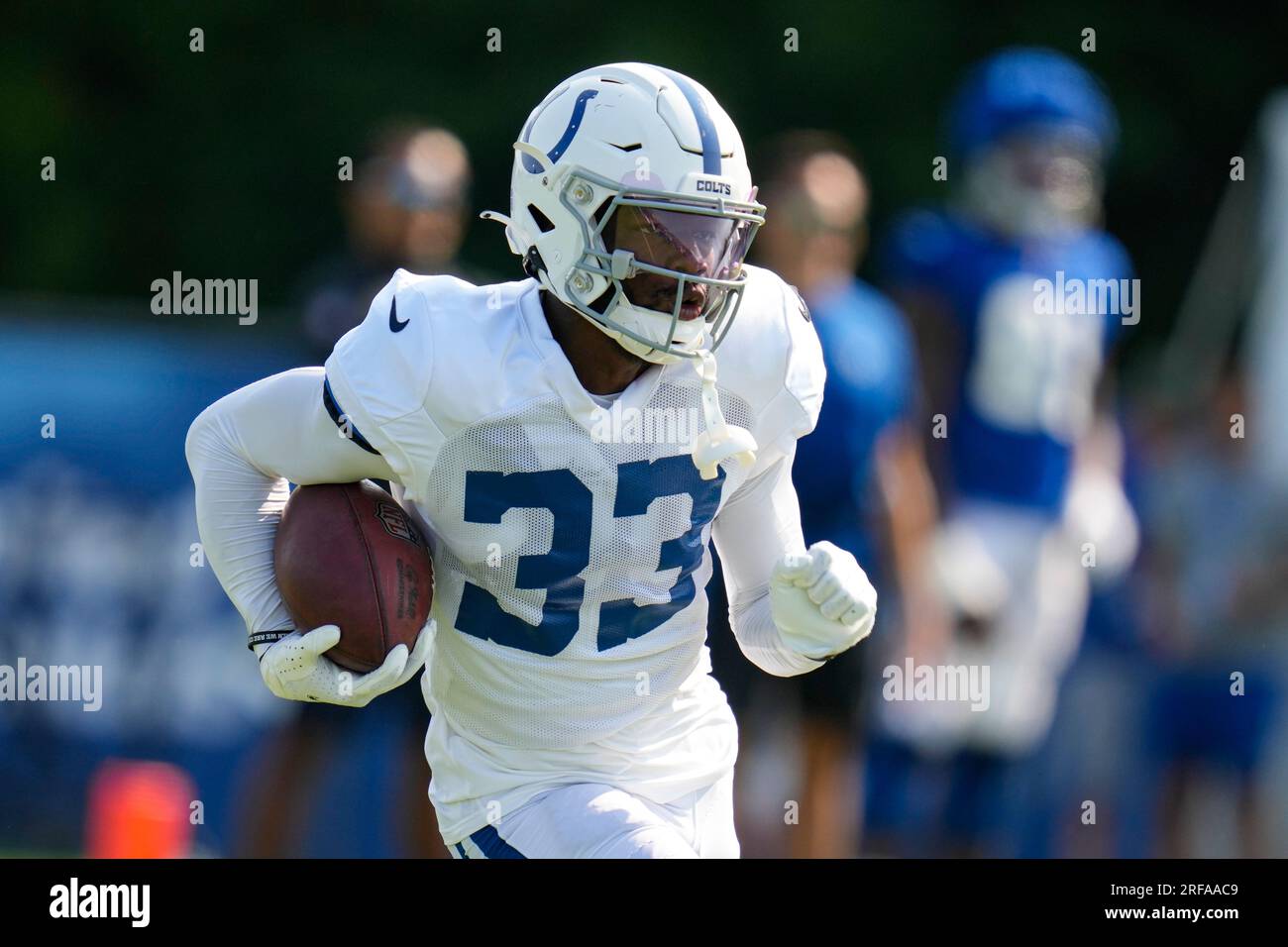 Indianapolis Colts cornerback Dallis Flowers returns a kickoff during  practice at the NFL team's football training camp in Westfield, Ind.,  Tuesday, Aug. 1, 2023. (AP Photo/Michael Conroy Stock Photo - Alamy