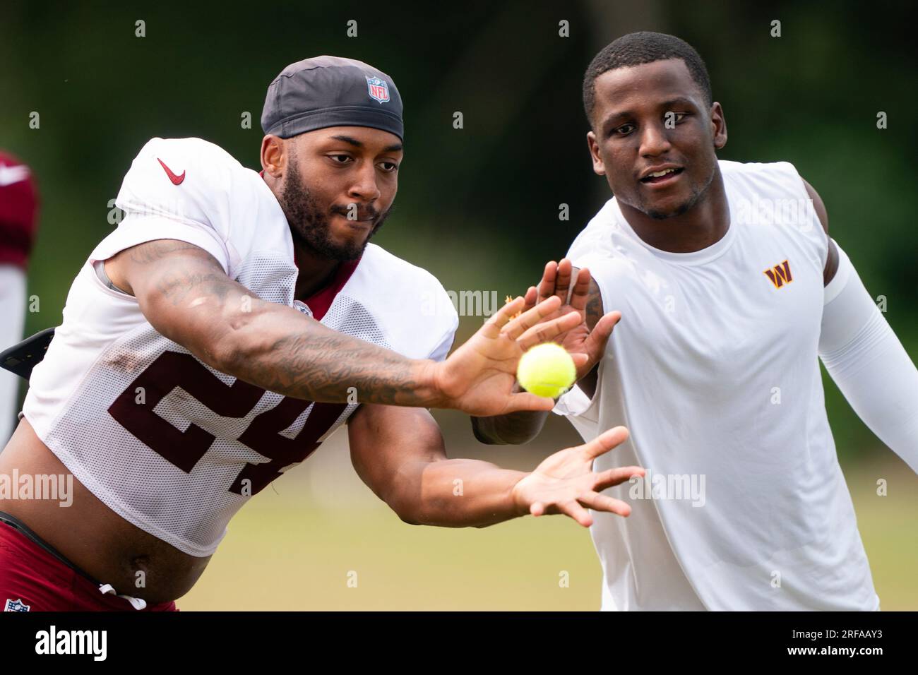 Washington Commanders running back Antonio Gibson enters the