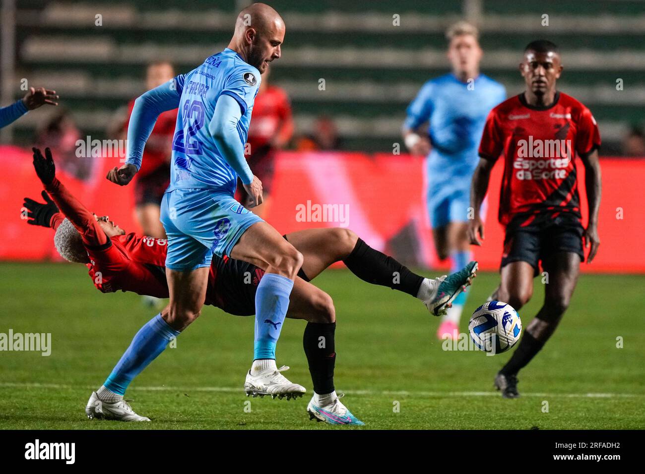 Vitor Roque of Brazil's Athletico Paranaense heads the ball during a Copa  Libertadores Group G soccer match against Peru's Alianza Lima at Alejandro  Villanueva stadium, in Lima, Peru, Tuesday, April 4, 2023. (