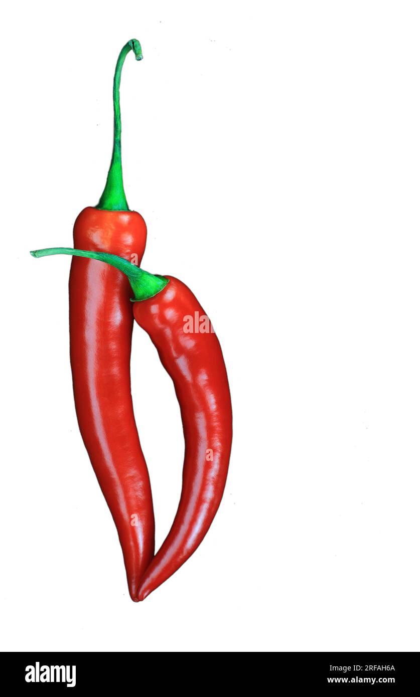 red hot chili peppers isolated on white background Stock Photo - Alamy