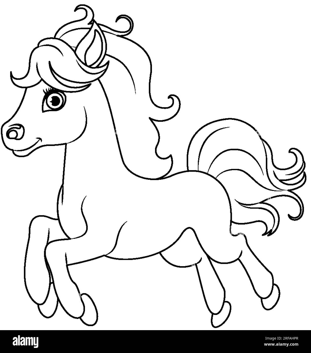 Outline of a cute cartoon unicorn for coloring pages Stock Vector Image ...