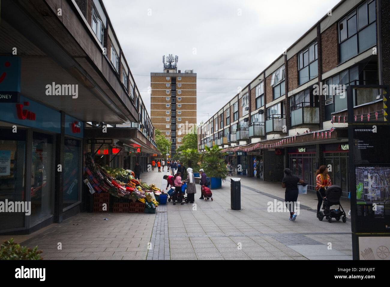 Queensway a pedestrianised part of Stevenage new town Stock Photo