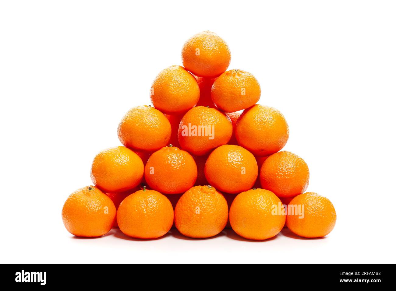 Bright Orange tangerines fruits isolated on white background Stock Photo