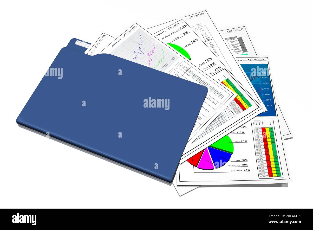 Office, document storage and organization with computer. Blue folder ...