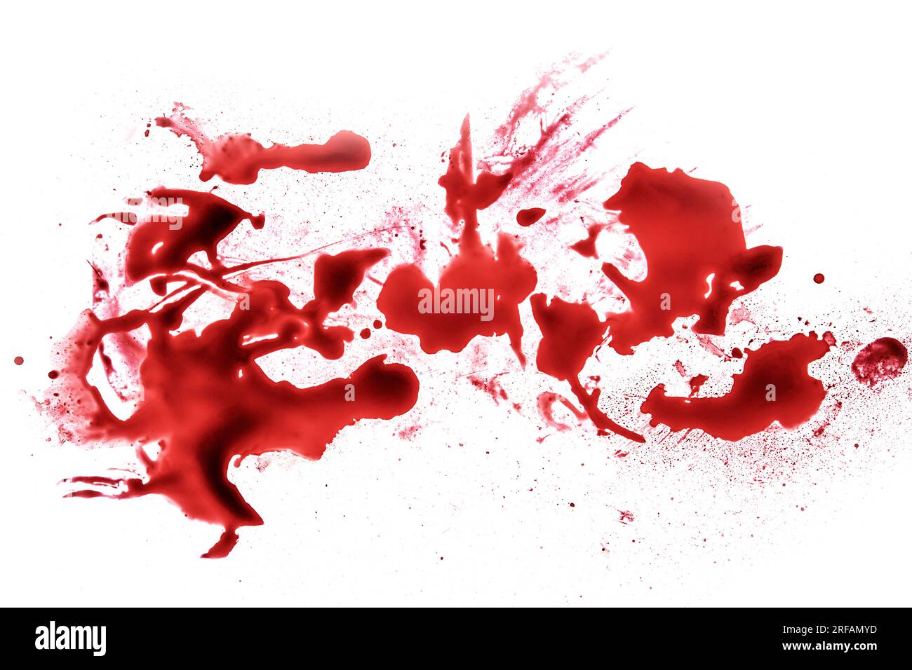 Red bloody marks on white background Stock Photo