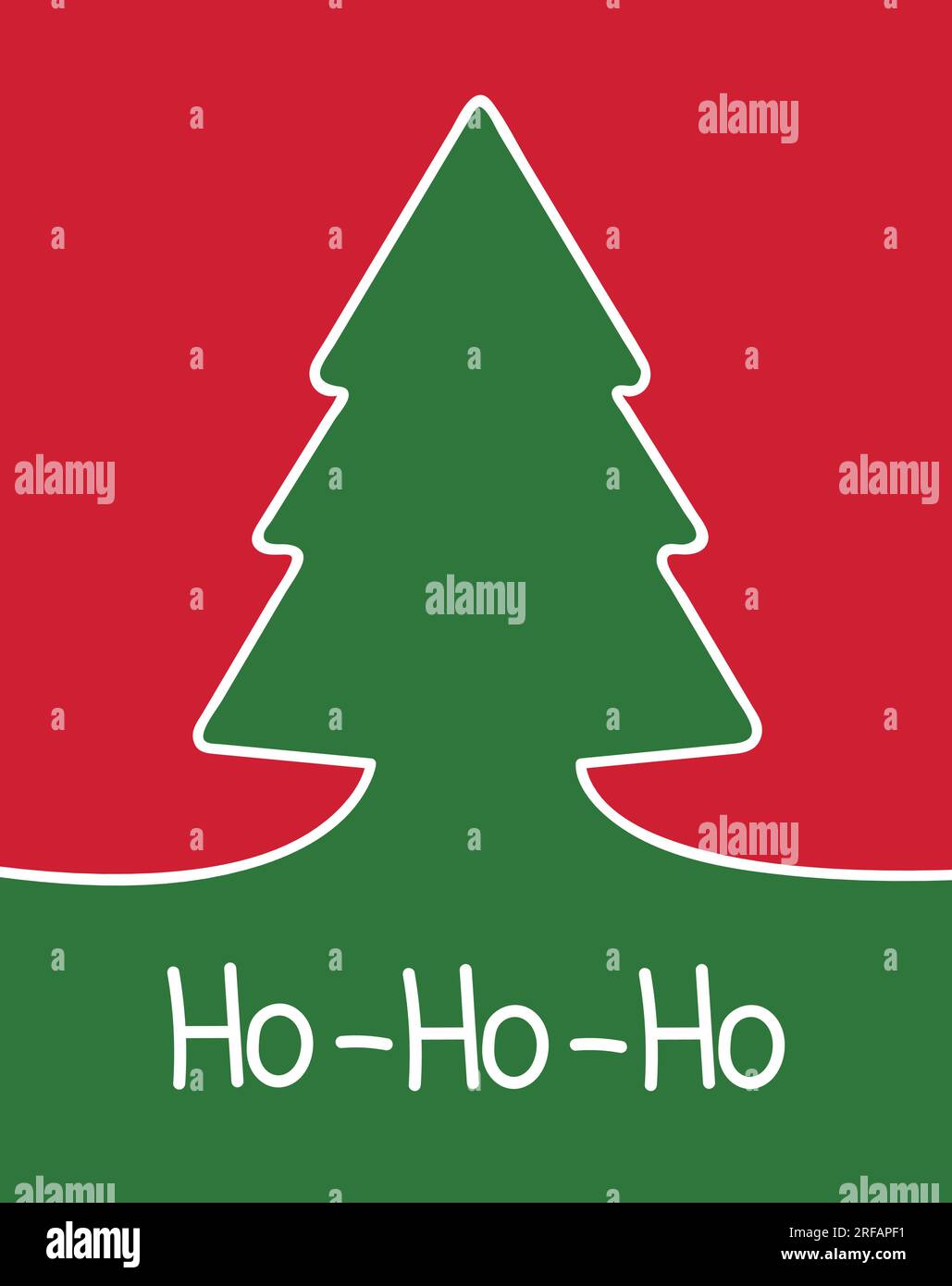 gretting-card-witch-christmas-tree-with-text-hohoho-christmas-card-with-green-fir-tree-vector-printable-poster-stock-vector-image-art-alamy