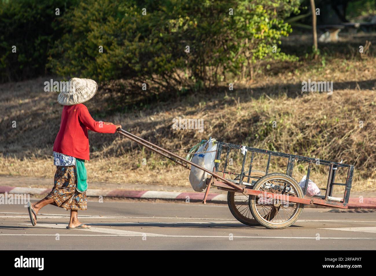 Unidentified woman at the local market in Pakse, Laos. Stock Photo