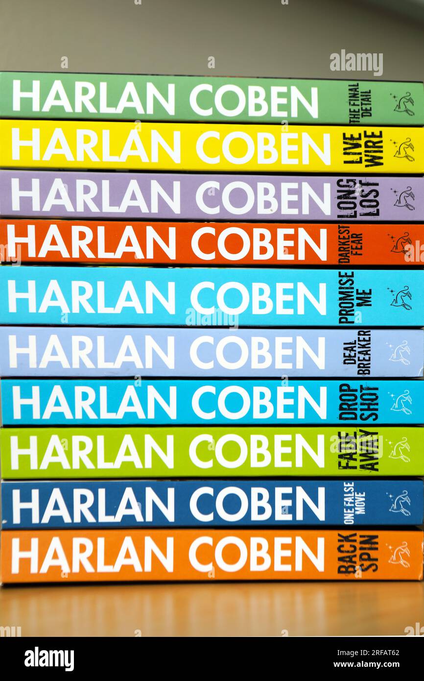 Books by Harlan Coben the American author of mystery novels Stock Photo