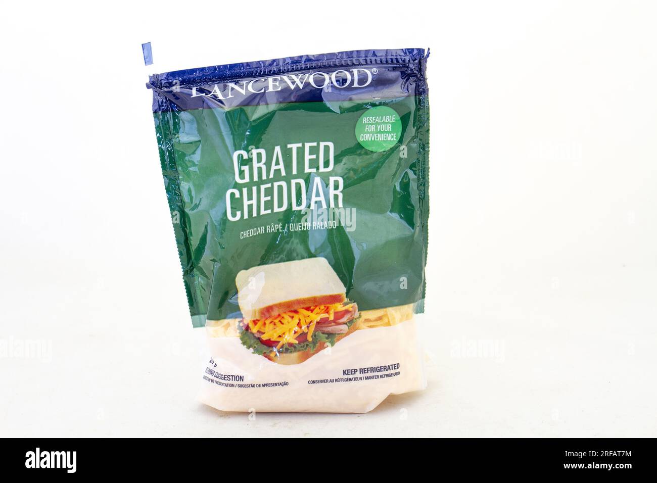 Johannesburg, South Africa Lancewood grated cheddar cheese isolated