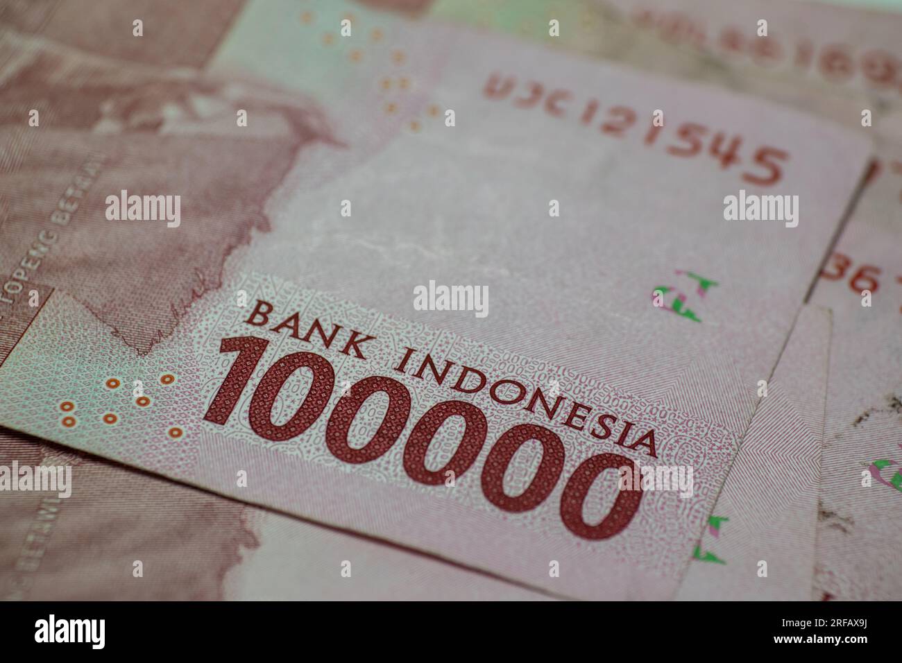 100,000 rupiah in the Indonesian rupiah currency as legal tender Stock Photo