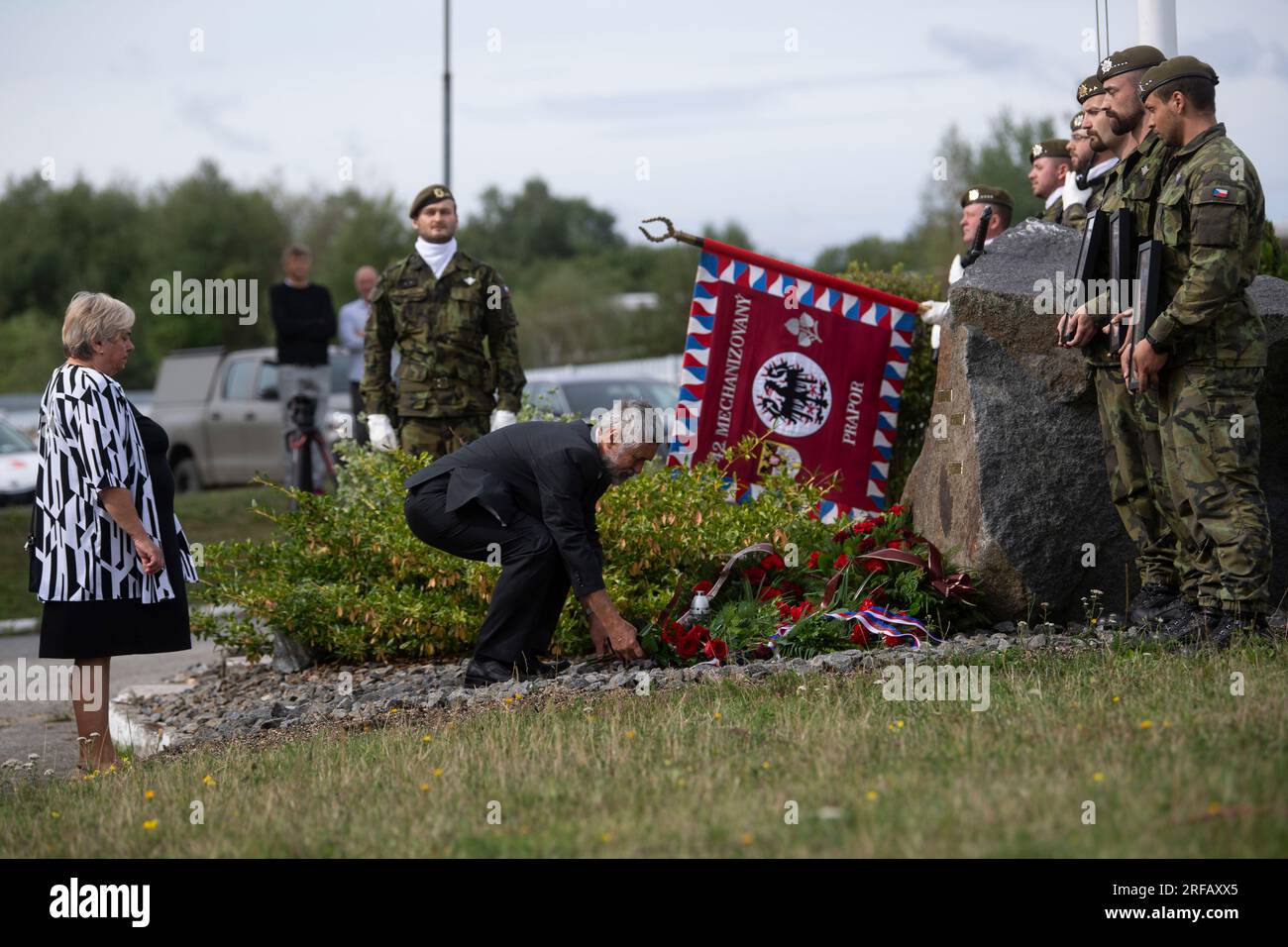 Tabor, Czech Republic. 02nd Aug, 2023. Commemorative act to mark fifth anniversary of death of three battalion members, Martin Marcin, Kamil Benes and Patrik Stepanek, who died in a suicide attack near Bagram military base in Afghanistan in 2018, was held on August 2, 2023, in Tabor, Czech Republic. Credit: Vaclav Pancer/CTK Photo/Alamy Live News Stock Photo