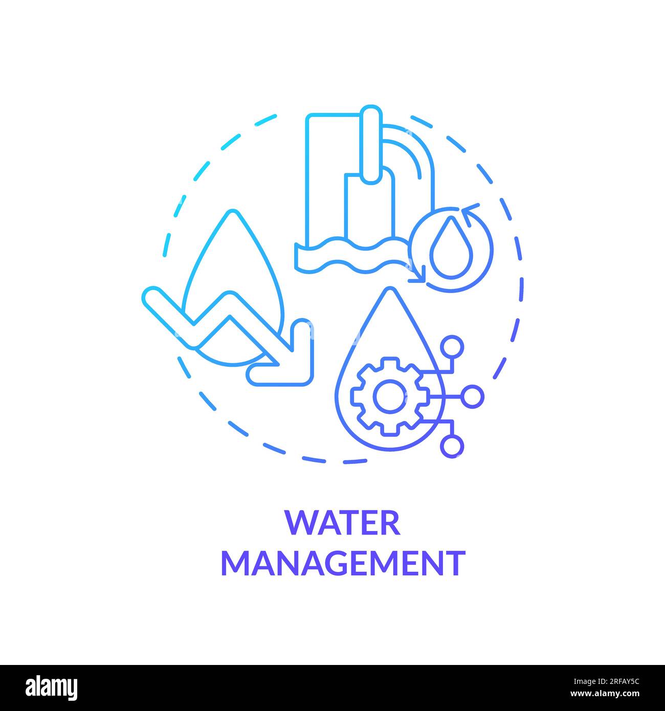 2D gradient water management line icon concept Stock Vector