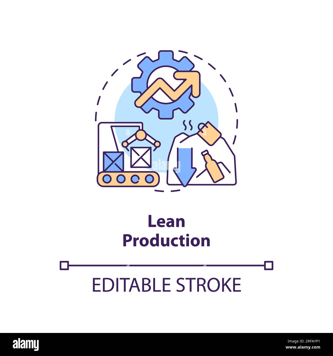 2D customizable lean production line icon concept Stock Vector