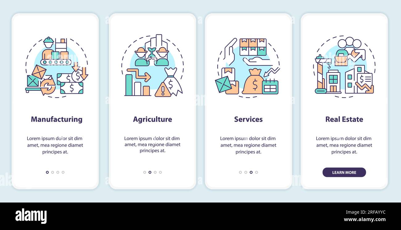 Walkthrough overproduction with line icons concept Stock Vector