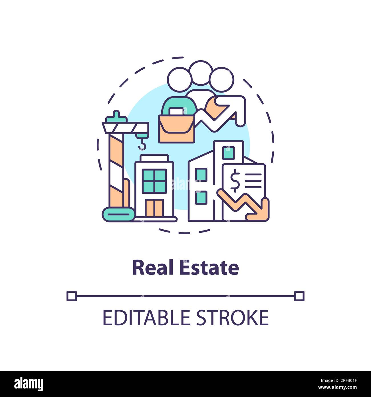 2D customizable real estate line icon concept Stock Vector