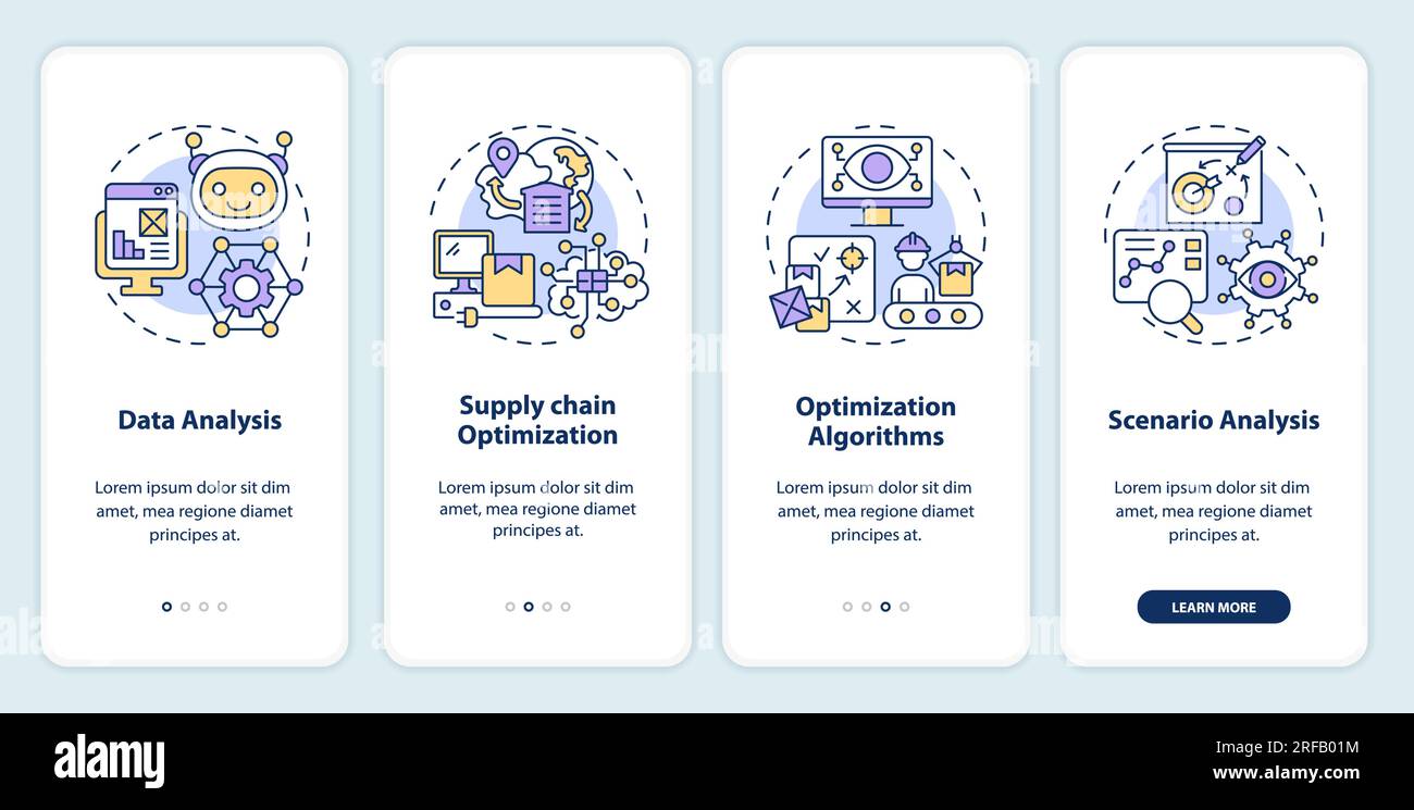 Walkthrough overproduction with linear icons concept Stock Vector