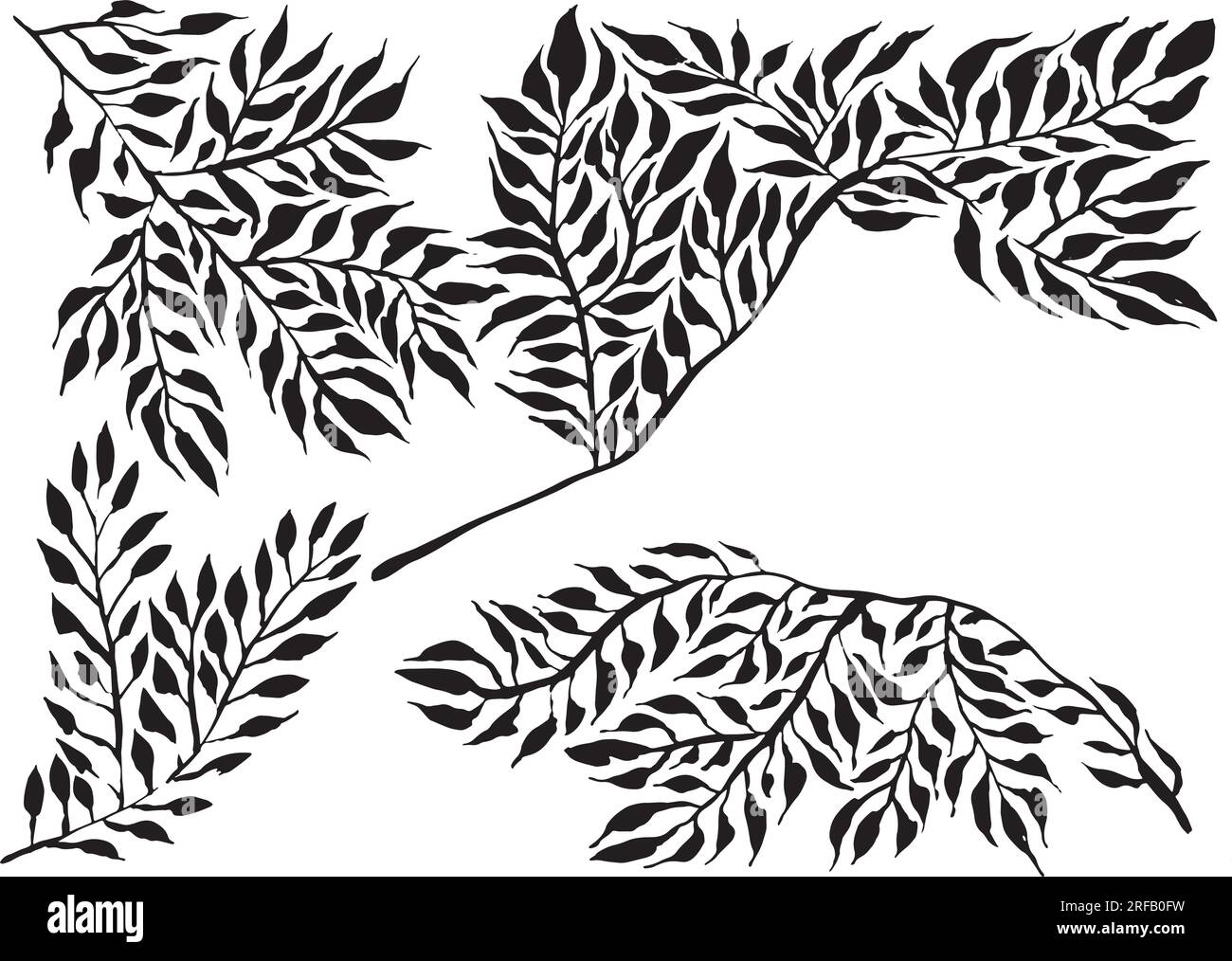 Artwork Brush Leaves Silhouette Set Stock Vector Image & Art - Alamy