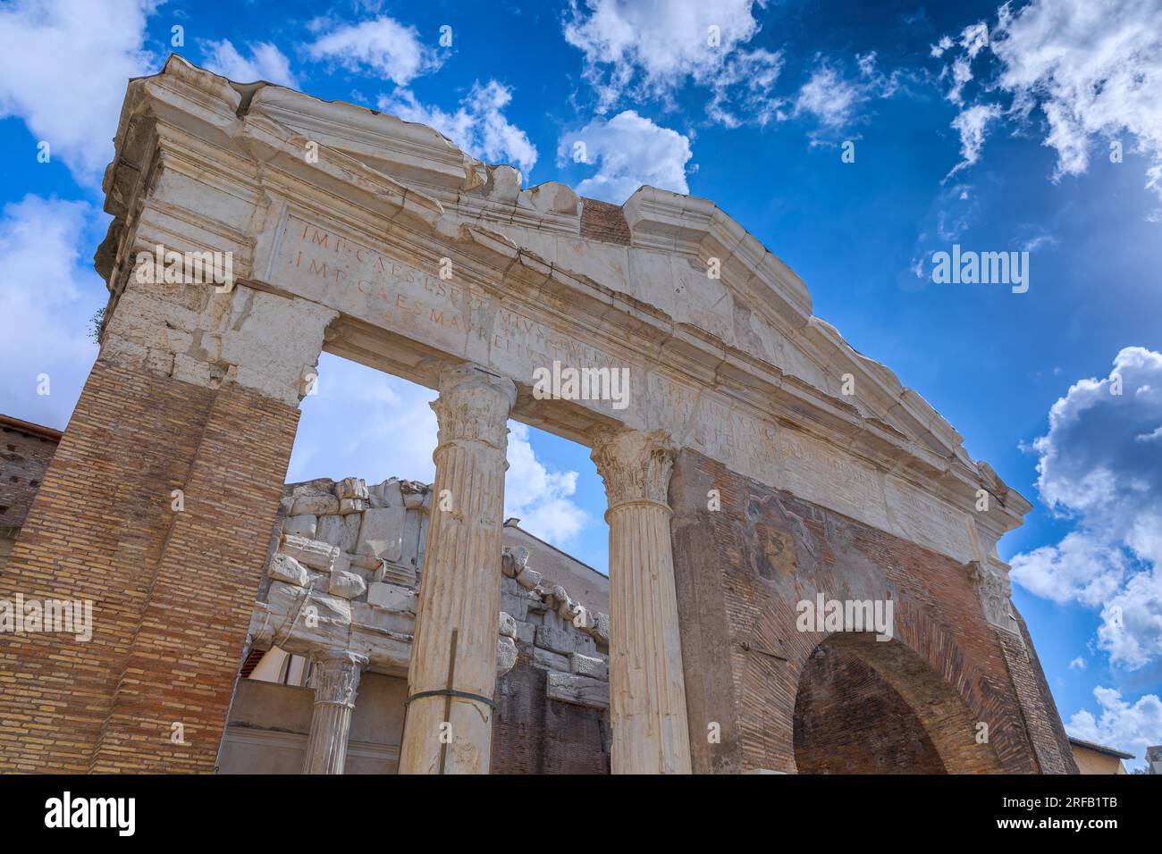 The Porticus Octaviae Ruins in the Heart of Rome, Italy. Stock Photo