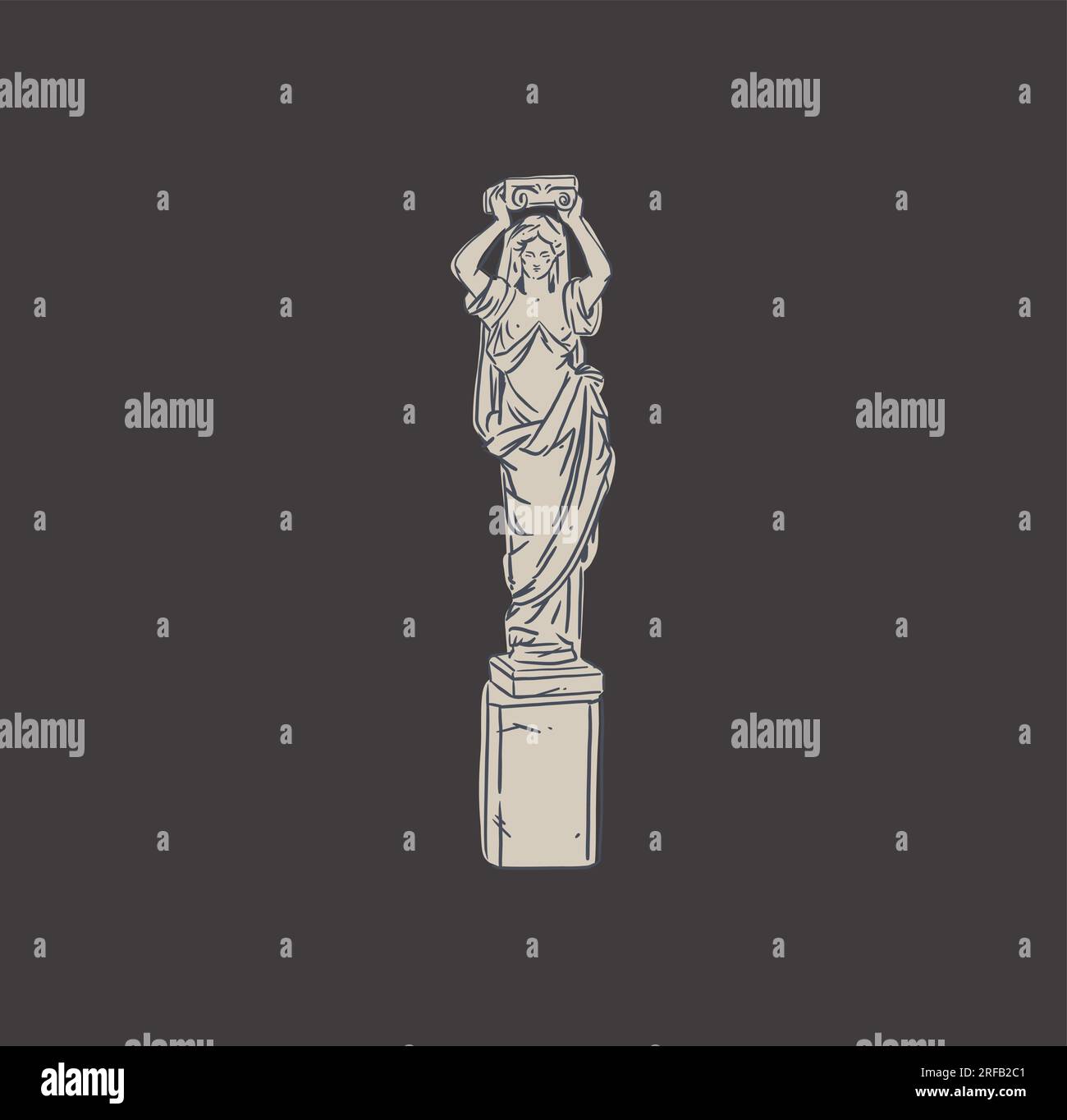 Hand drawn vector abstract outline,graphic,line greek ancient sculpture