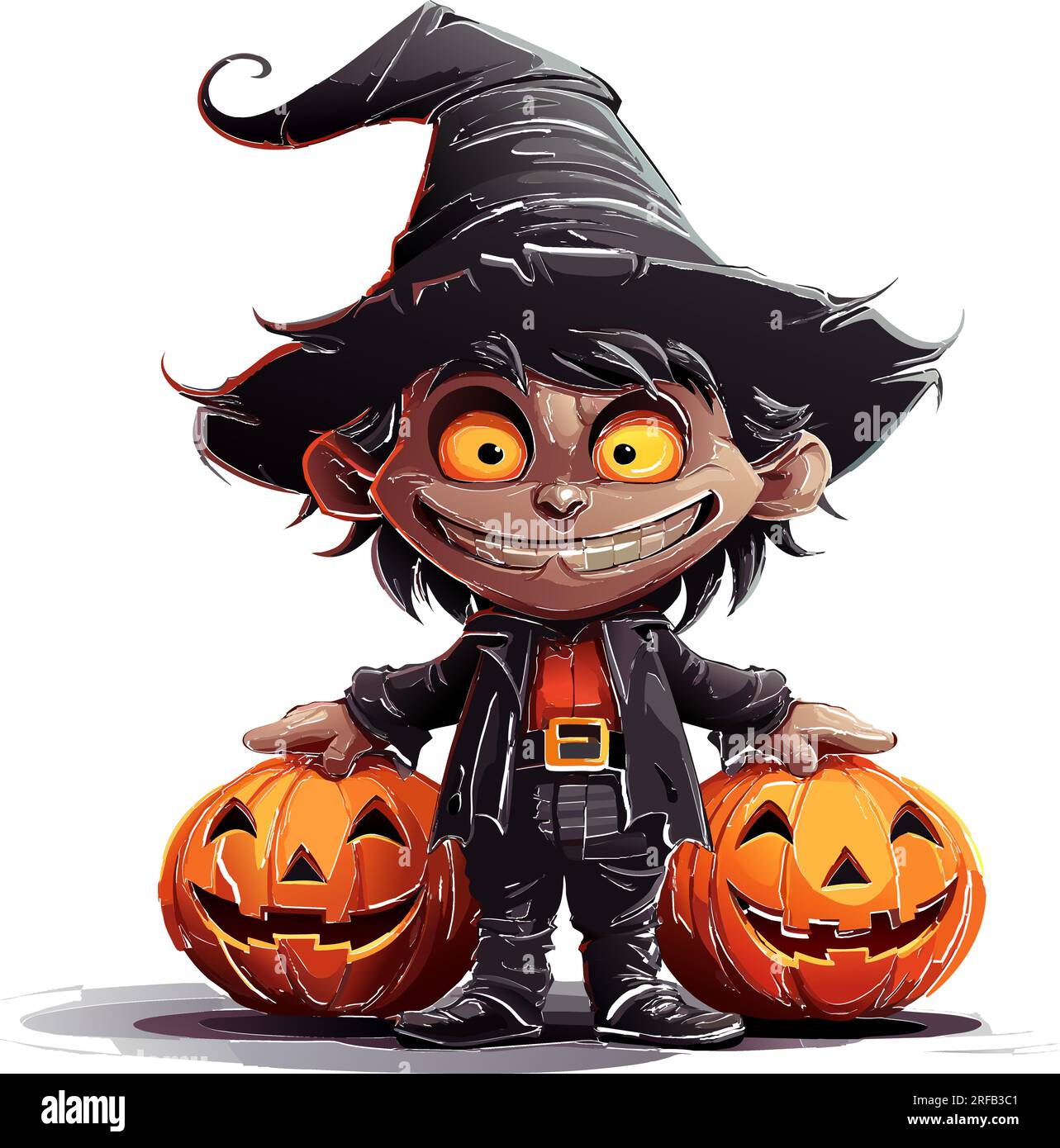 vector halloween skeleton man with black hair. smiling jack o lantern ...
