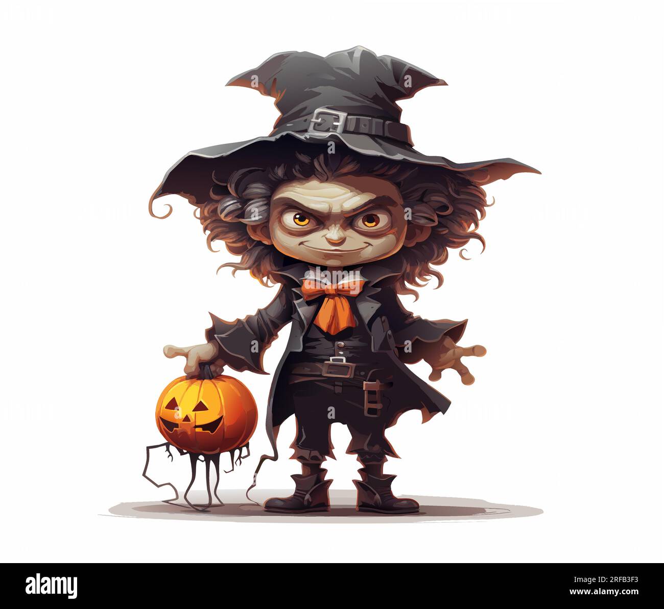 vector halloween bone man with orange tie. smiling jack o lantern ...