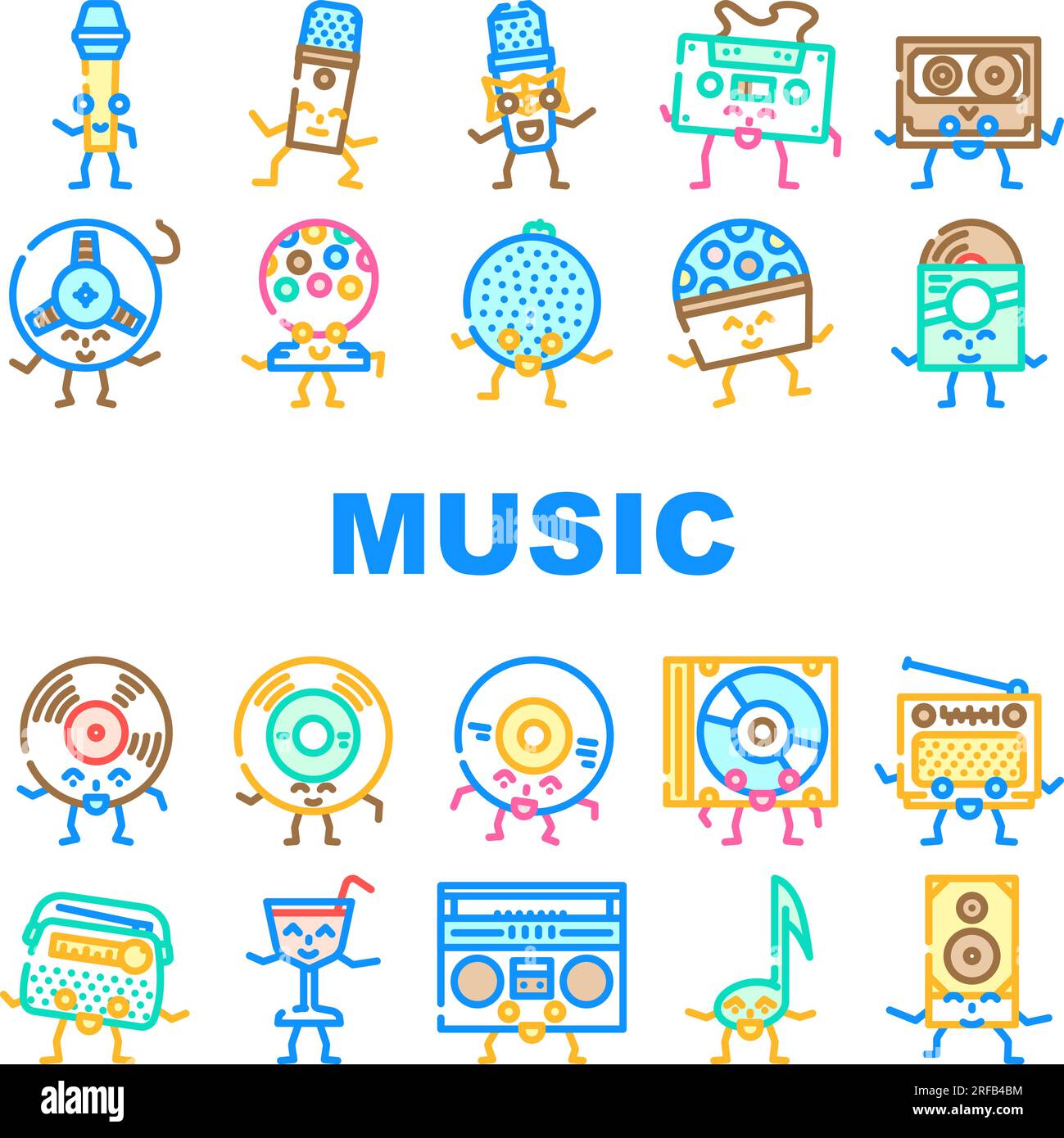 retro music party vintage icons set vector Stock Vector Image & Art - Alamy