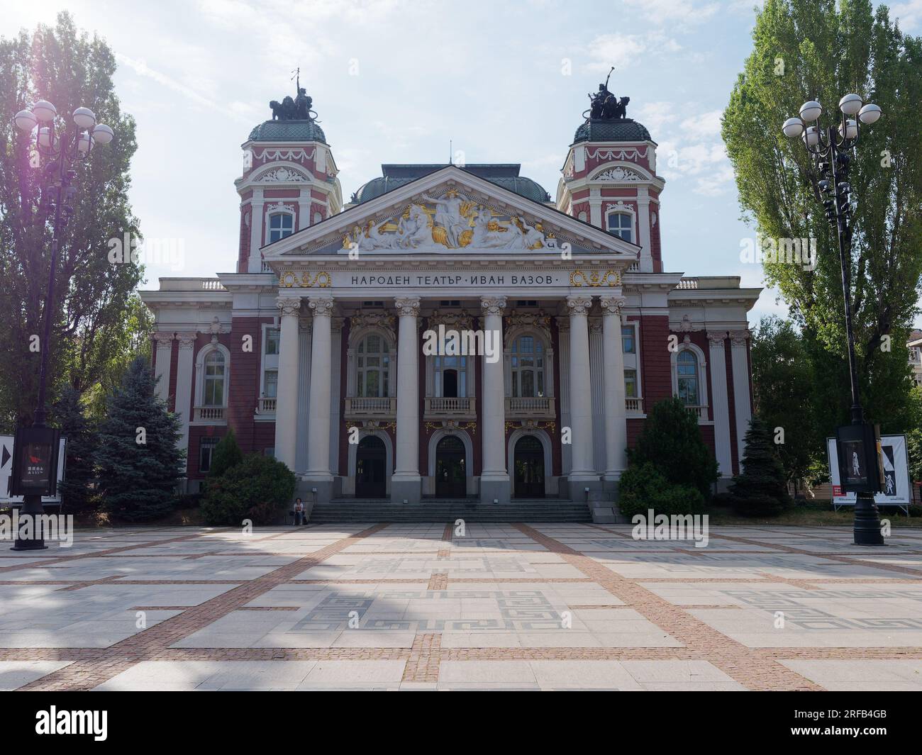 IIvan Vazov National Theatre set in the City Garden, in the city of Sofia, Bulgaria. August 2, 2023. Stock Photo