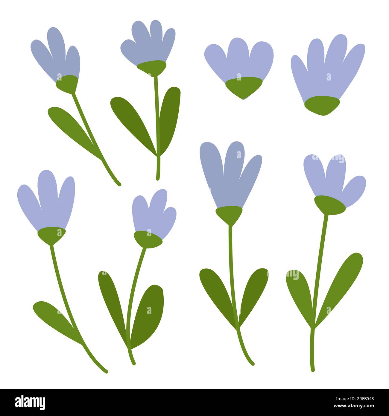 Cute small blue flowers set Stock Vector