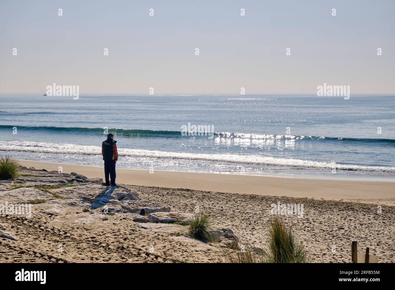 The Atlantic Ocean at Costa da Caparica. Portugal Stock Photo