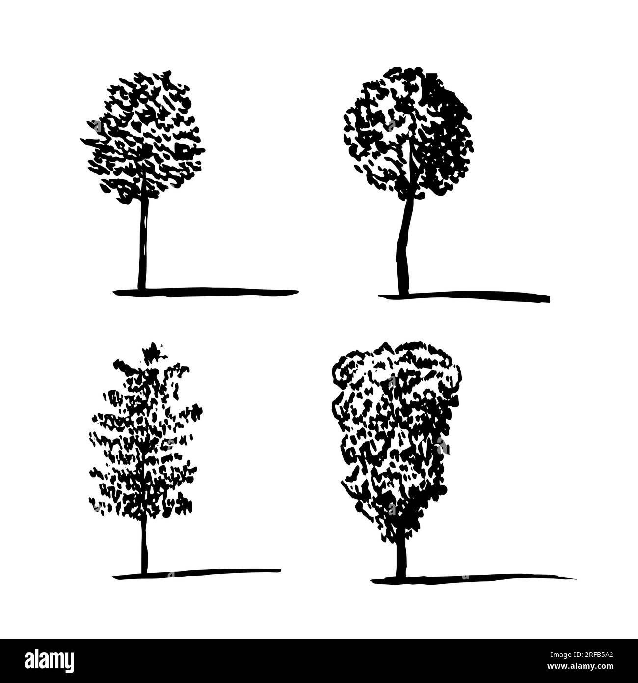 Different trees sketch set Stock Vector
