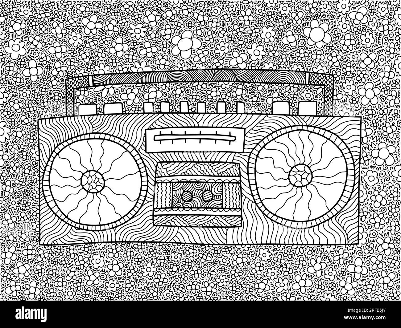Retro tape recorder coloring page Stock Vector Image & Art - Alamy