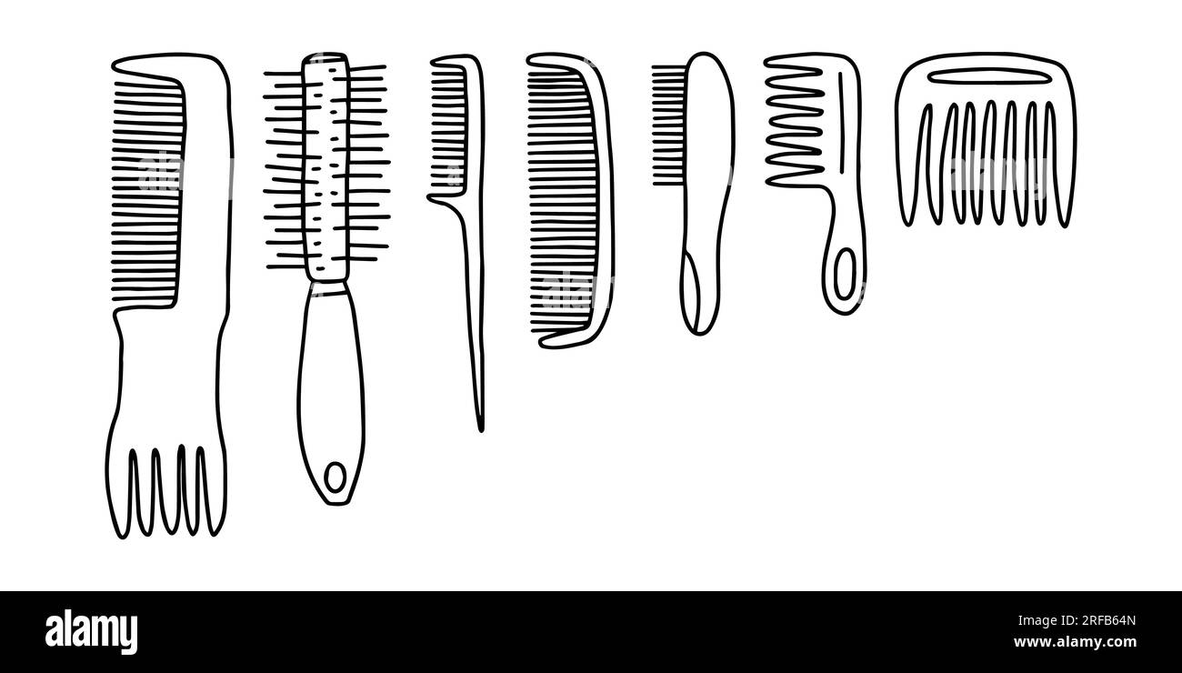 Doodle different kinds of comb set Stock Vector