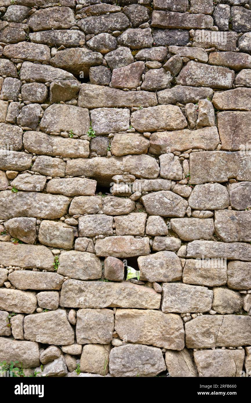 Main defensive wall of the Benedictine Monastery of Sanfins de Friestas, 12th century, Valenca do Minho. Alto Minho, Portugal Stock Photo