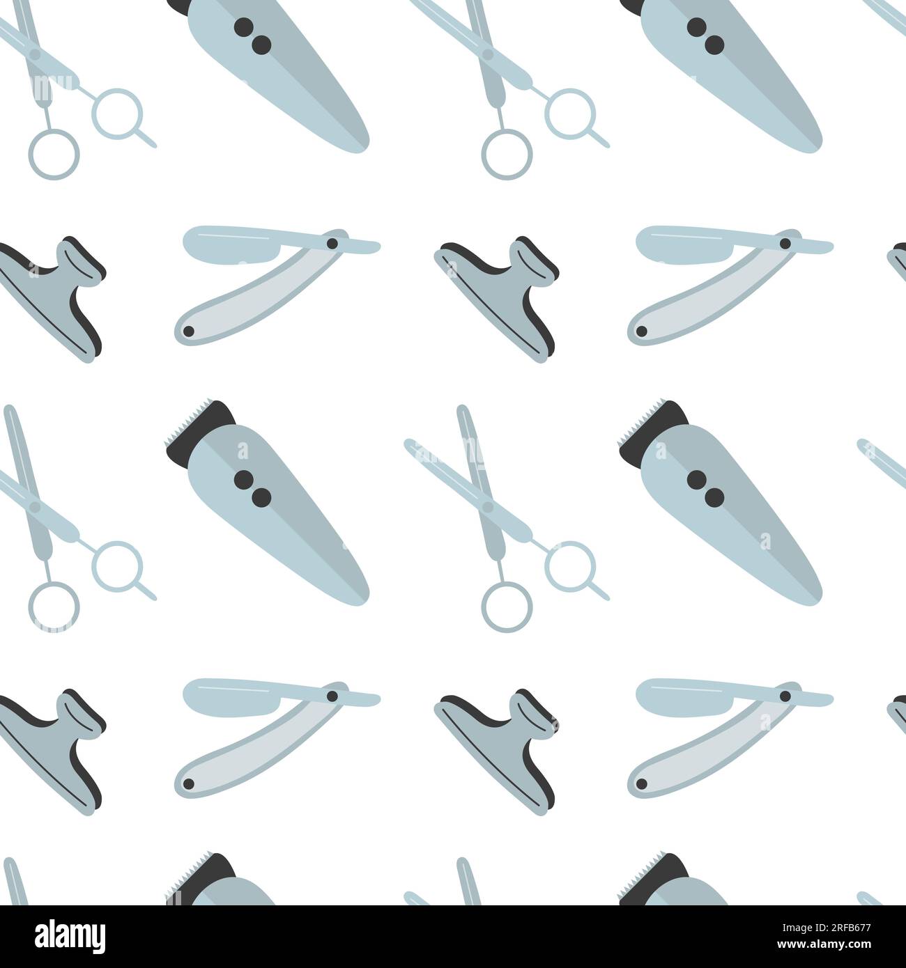 Barbershop vector flat style seamless pattern Stock Vector