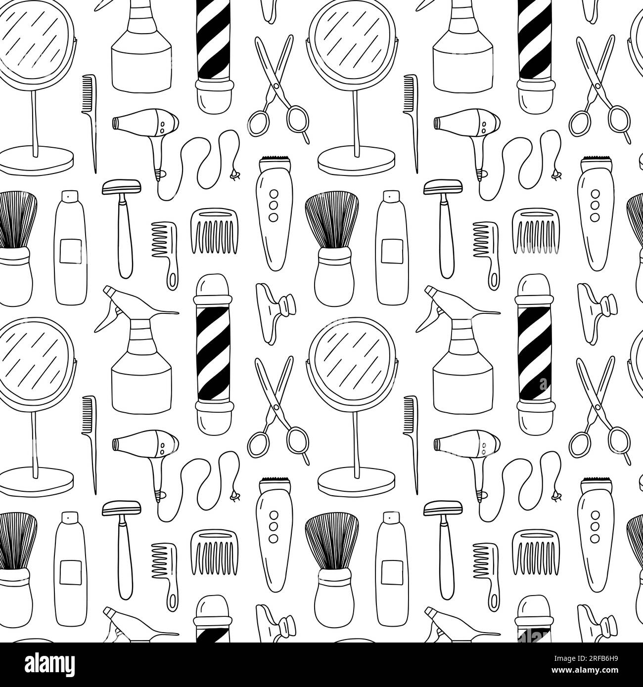 Barber shop doodle seamless pattern Stock Vector Image & Art Alamy