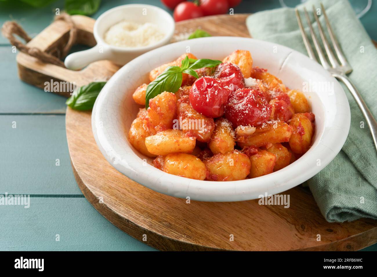 Potato gnocchi. Traditional homemade potato gnocchi with tomato sauce ...