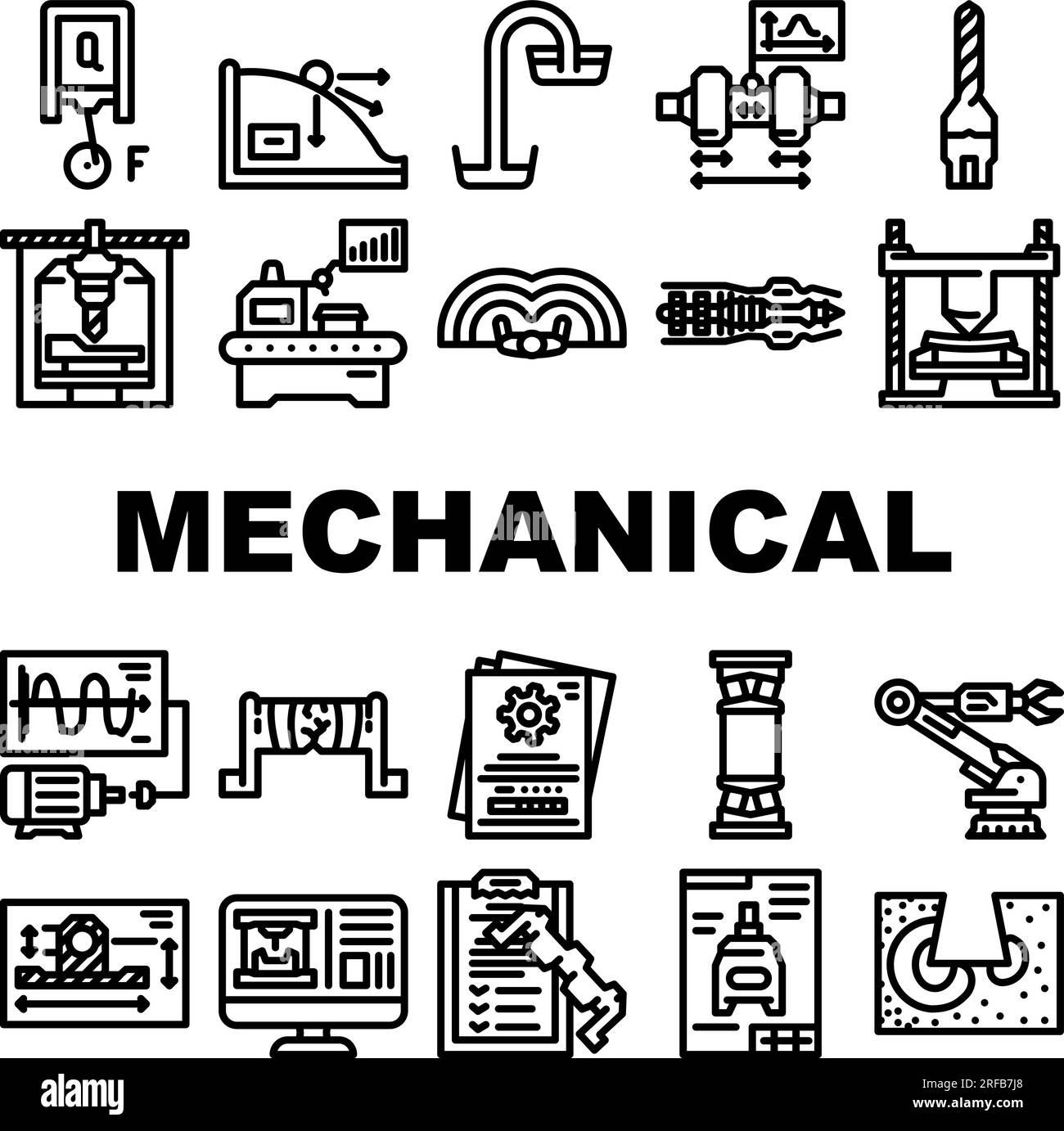mechanical engineer industry icons set vector Stock Vector Image & Art