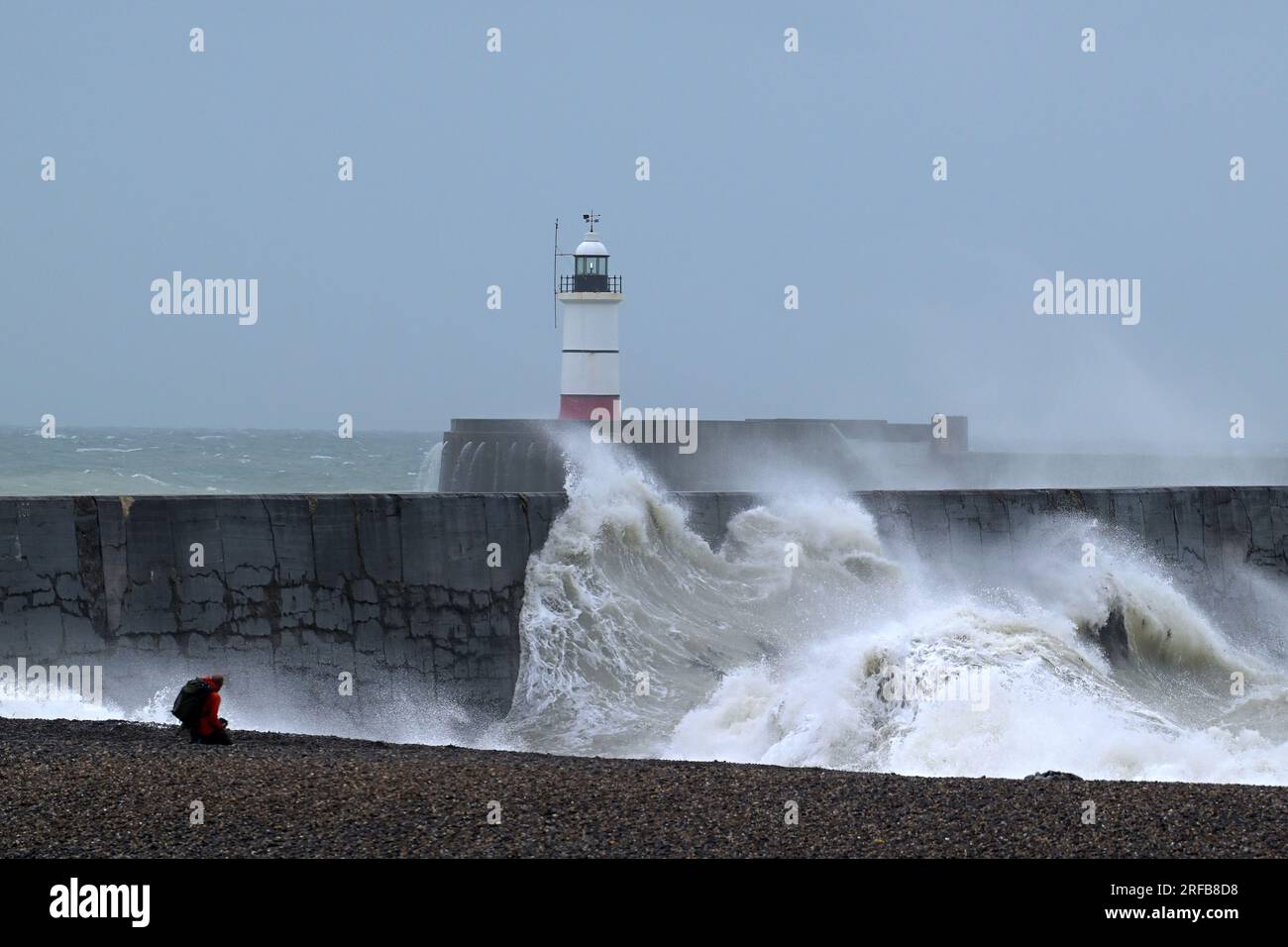 Newhaven East Sussex, UK. 2nd Aug, 2023. High winds and stormy seas