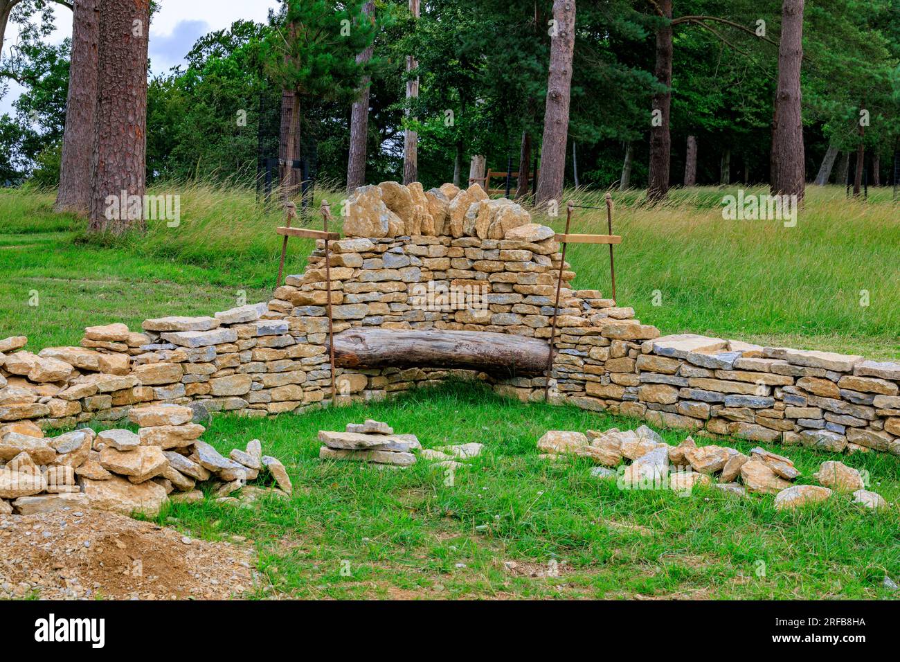 A dry stone wall construction and demonstration in progress at 'The