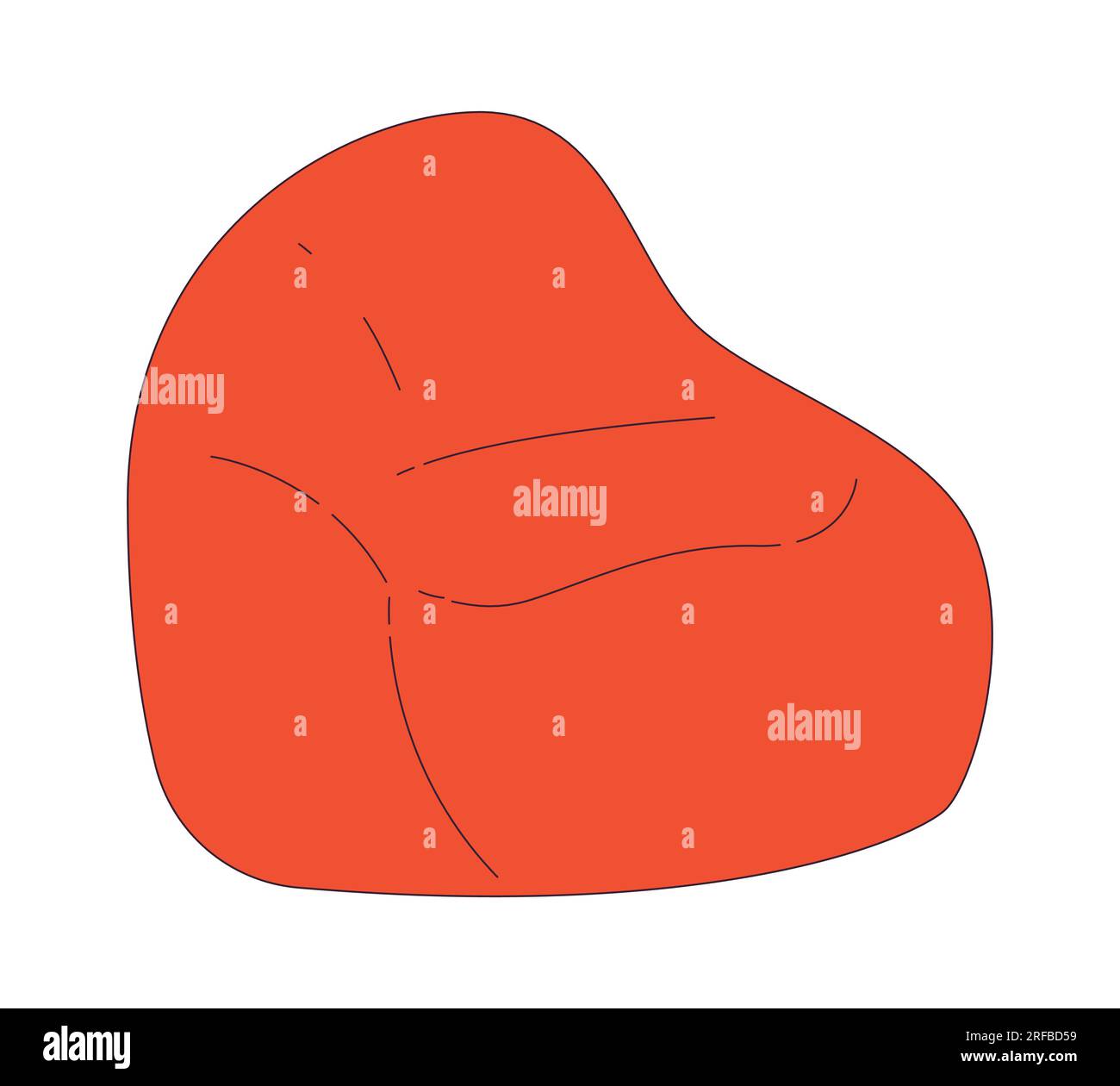Beanbag chair flat flat line color isolated vector object Stock Vector