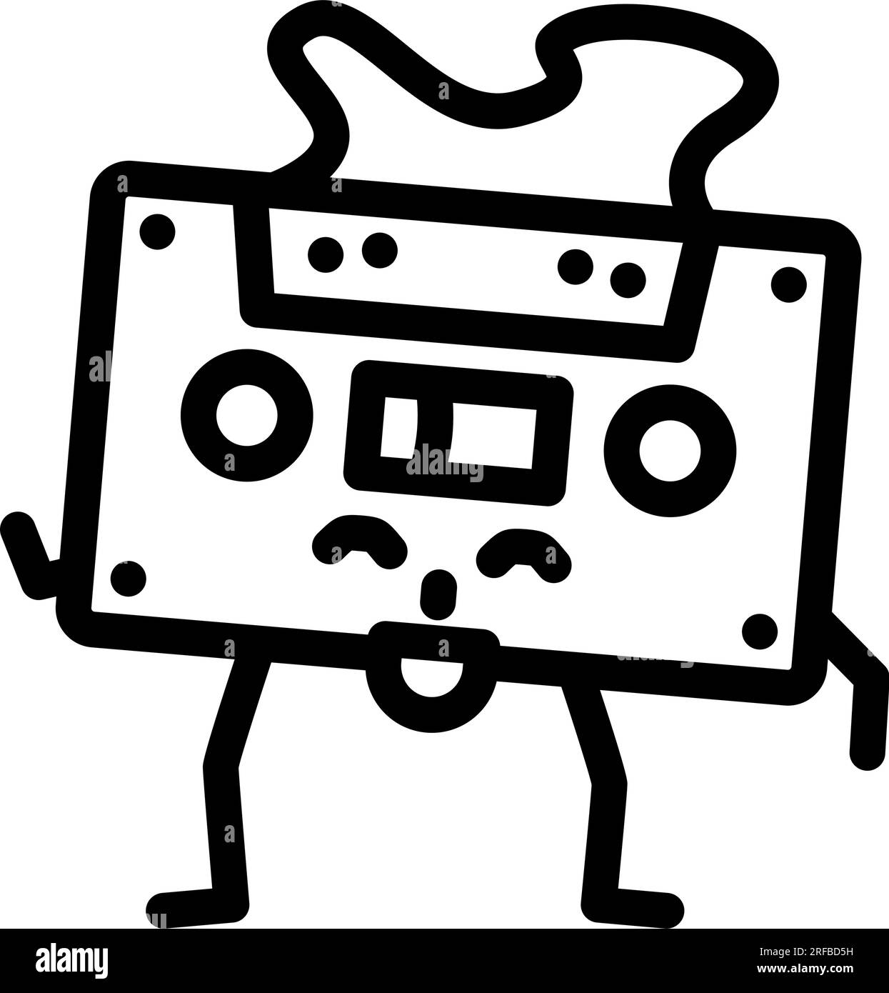 cassette tape retro music character line icon vector illustration Stock ...