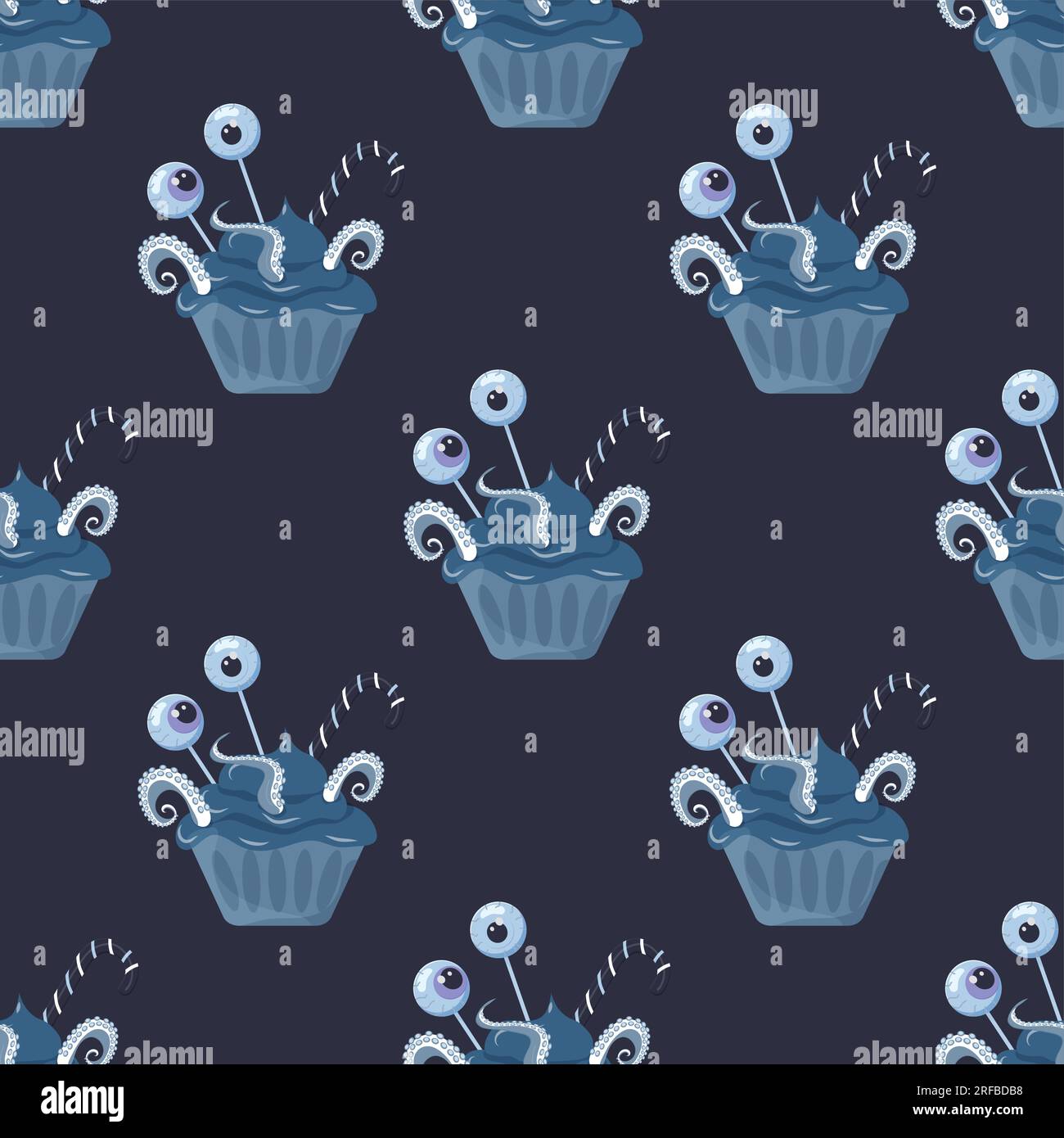Halloween candy cookies cupcakes pattern seamless. Vector illustration Stock Vector