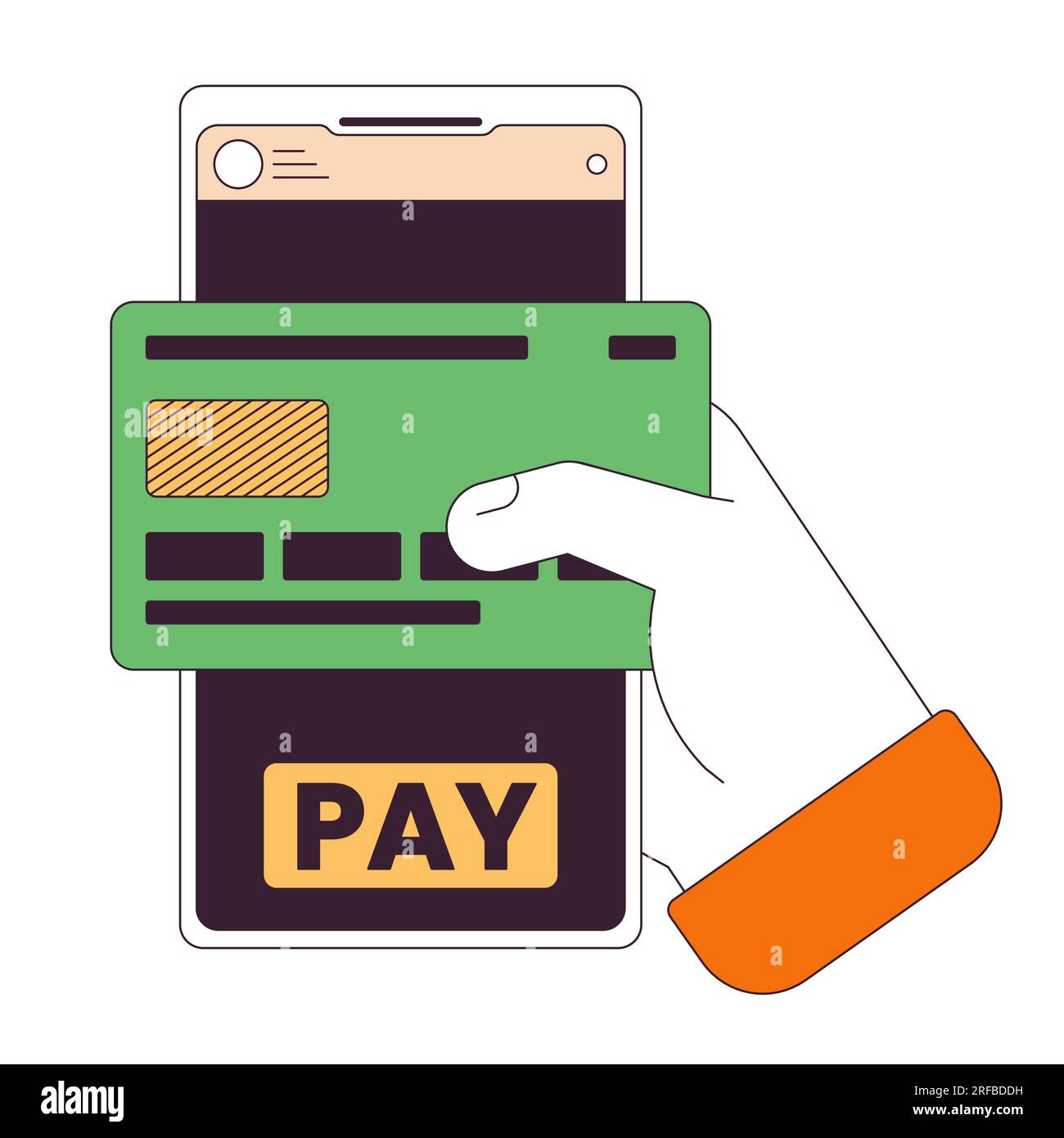 Online banking app flat line concept vector spot illustration Stock Vector