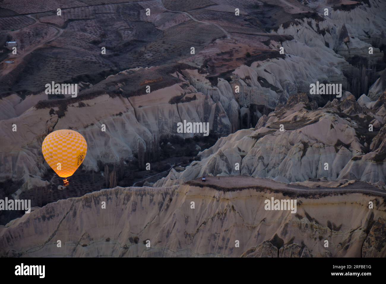 Balloons Flying in Cappadocia Stock Photo