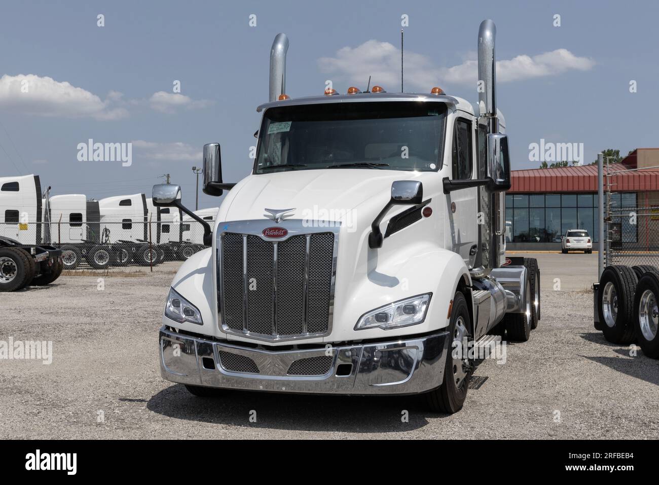 Indianapolis August 1, 2023 Peterbilt Semi Tractor Trailer Trucks