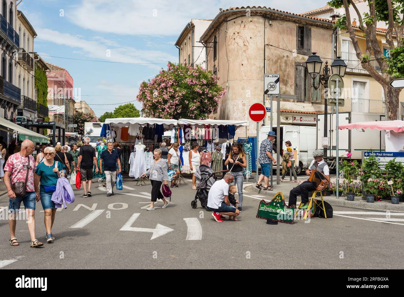 Street Market, Marseillan, Herault, Occitanie, France Stock Photo