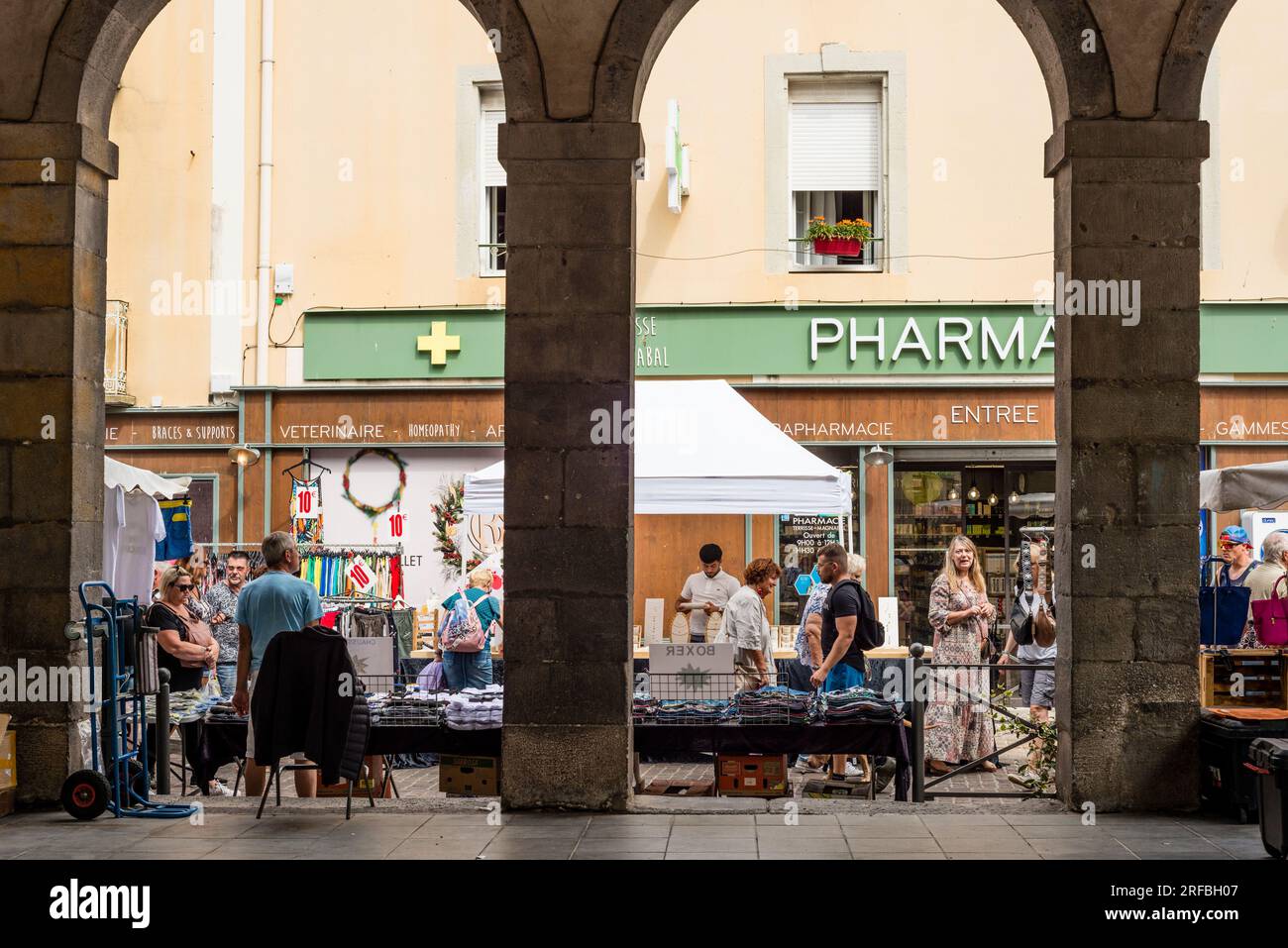 Street market, Marseillan, Herault, Occitanie, France Stock Photo