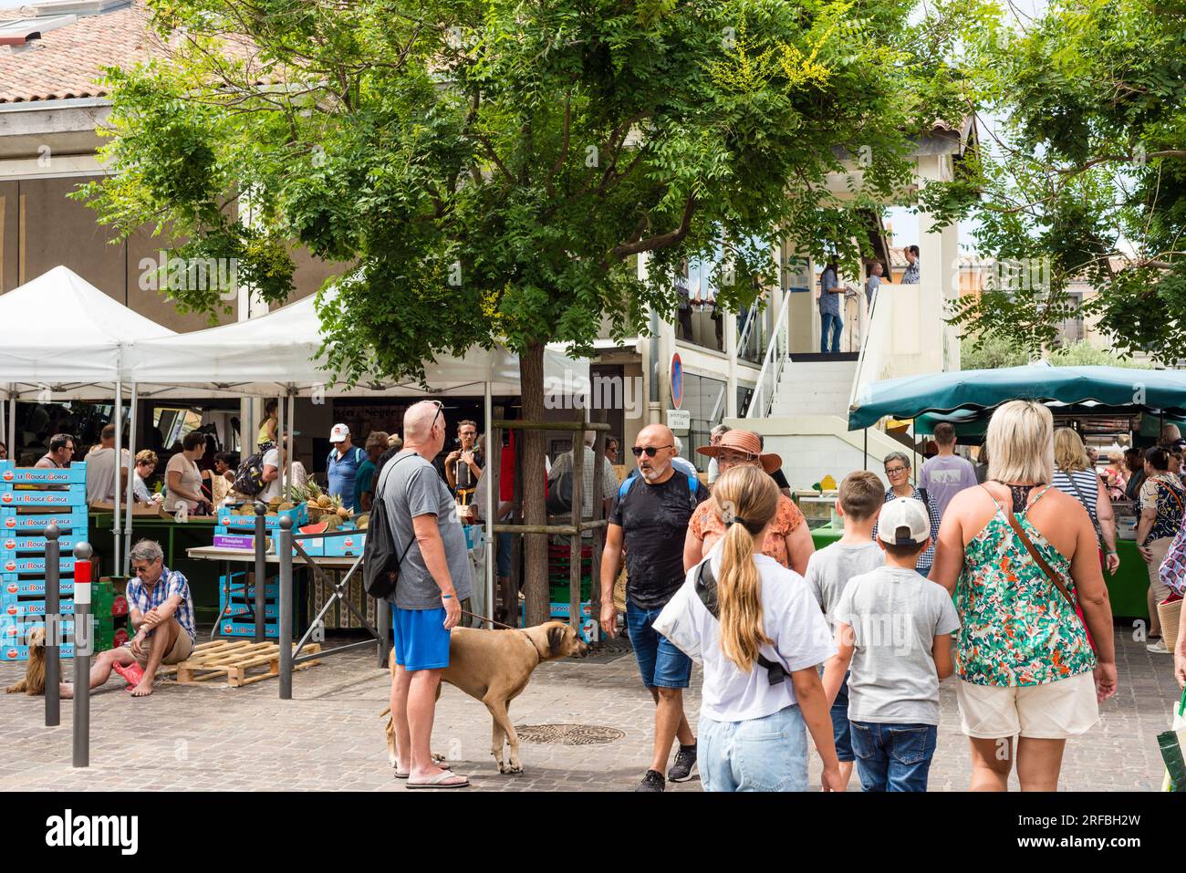 Street market, Marseillan, Herault, Occitanie, France Stock Photo